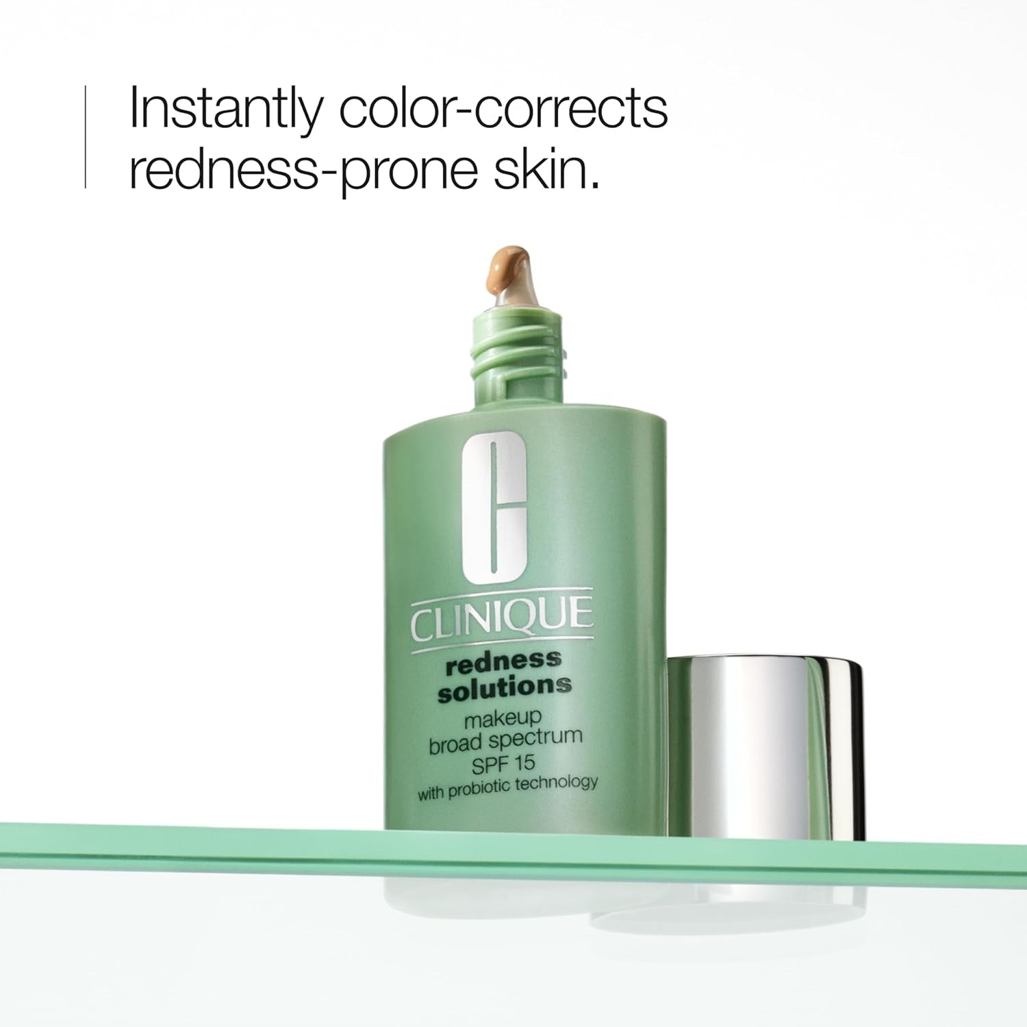 Redness Solutions Liquid Foundation Makeup Broad Spectrum SPF 15 with Probiotic Technology for Redness-Prone Skin| Medium Coverage + Natural Finish
