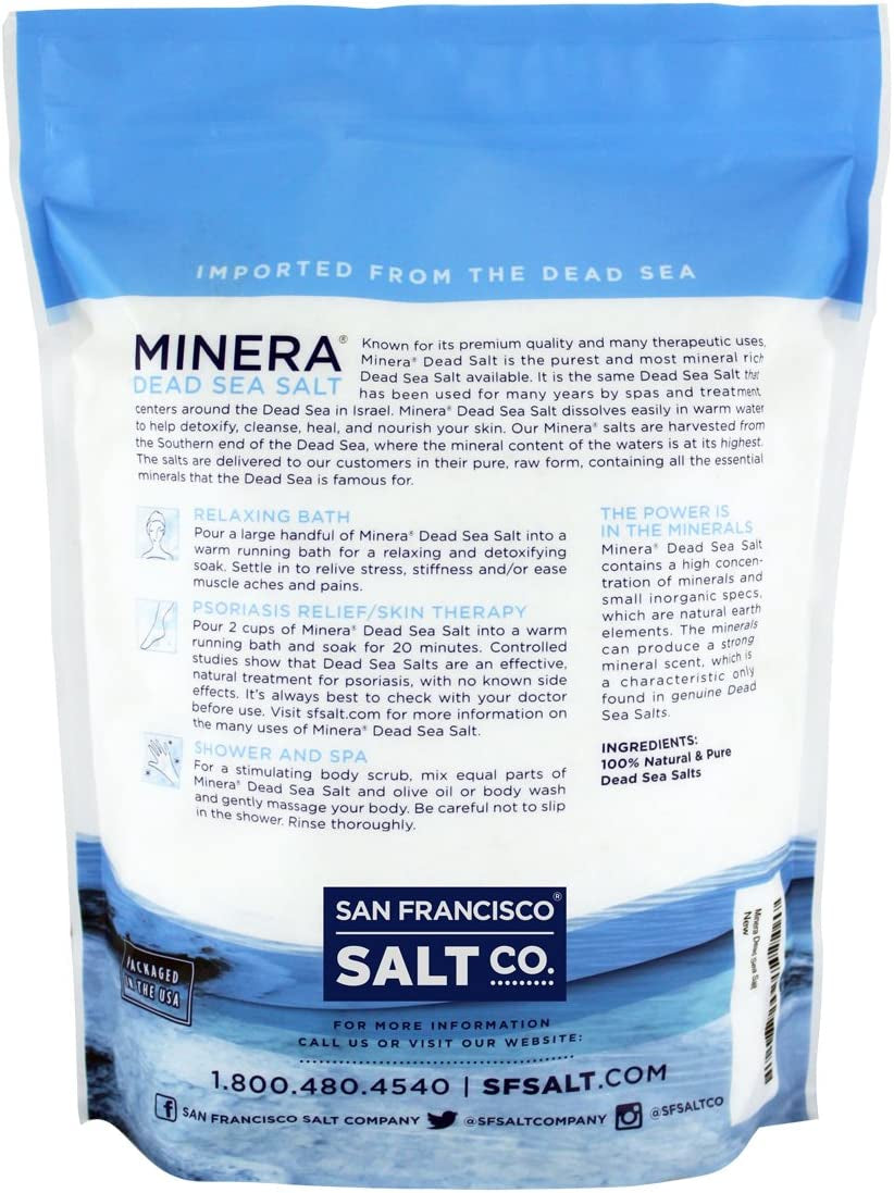 Dead Sea Salt, 100% Pure & Natural, 19 Lbs. Fine Grain (0-1.7 Mm) Bulk Bag, Easily Dissolving Dead Sea Salts for Soaking & Bathing, Skin Nourishing Fine Sea Salt, Unscented