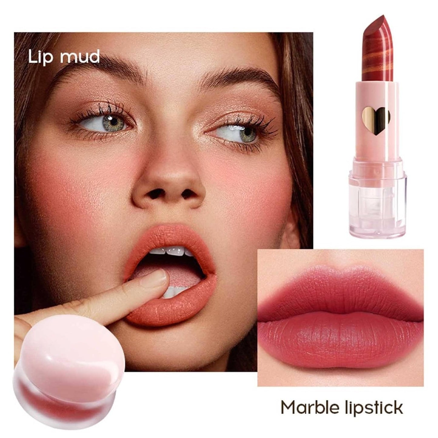 Makeup Kits for Teen Girls,Lipstick, Contour Stick, Highlighter Stick, Eye Shadow, Lip Mud, 2-In-1 Eyebrow Pencil, Foundation Stick, Mascara and Hair Tie,R Makeup Gift Set for Women(Cosmetic Bag)