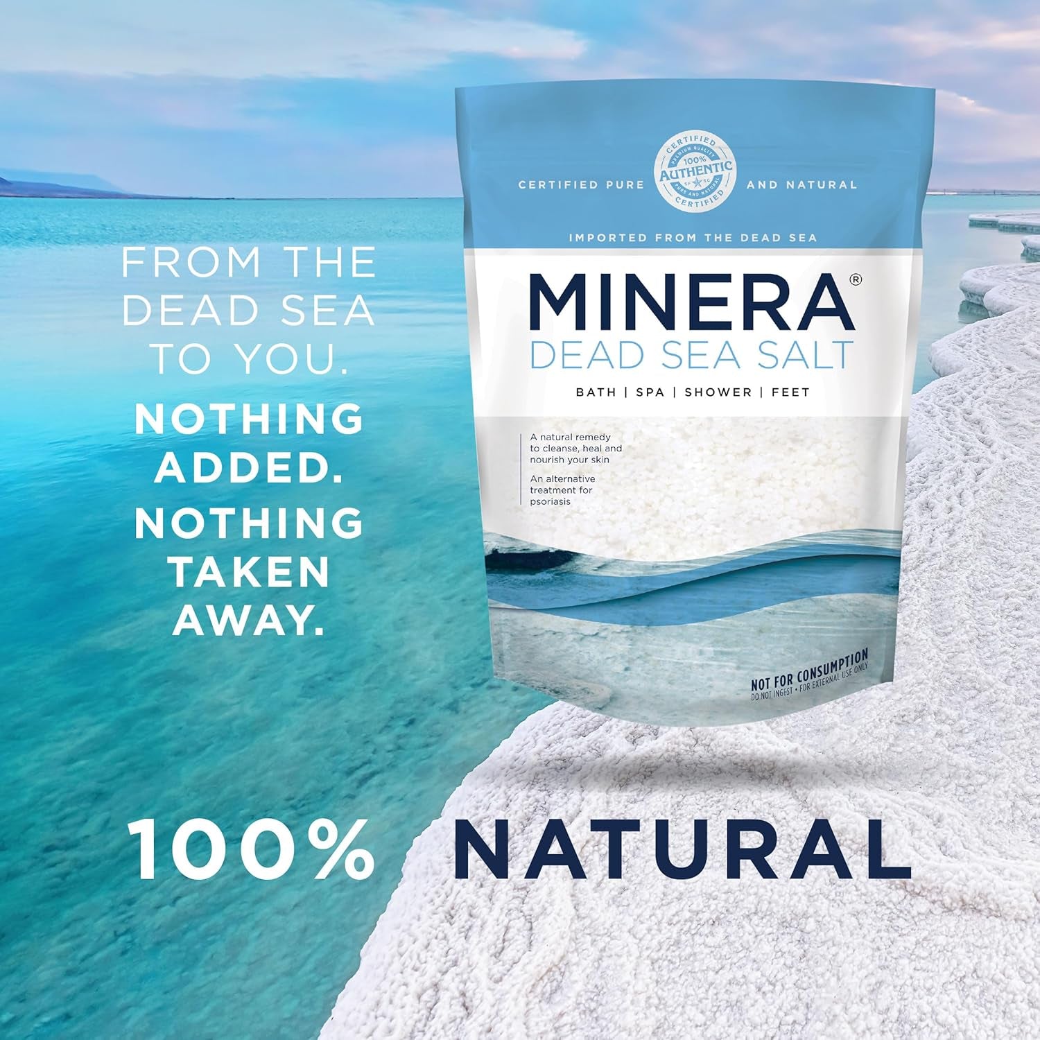 Dead Sea Salt, 100% Pure & Natural, 19 Lbs. Fine Grain (0-1.7 Mm) Bulk Bag, Easily Dissolving Dead Sea Salts for Soaking & Bathing, Skin Nourishing Fine Sea Salt, Unscented